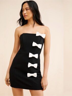 Liv Foster Stretch Crepe Strapless Mini Dress with Bow Details Sz 2 Party NWT